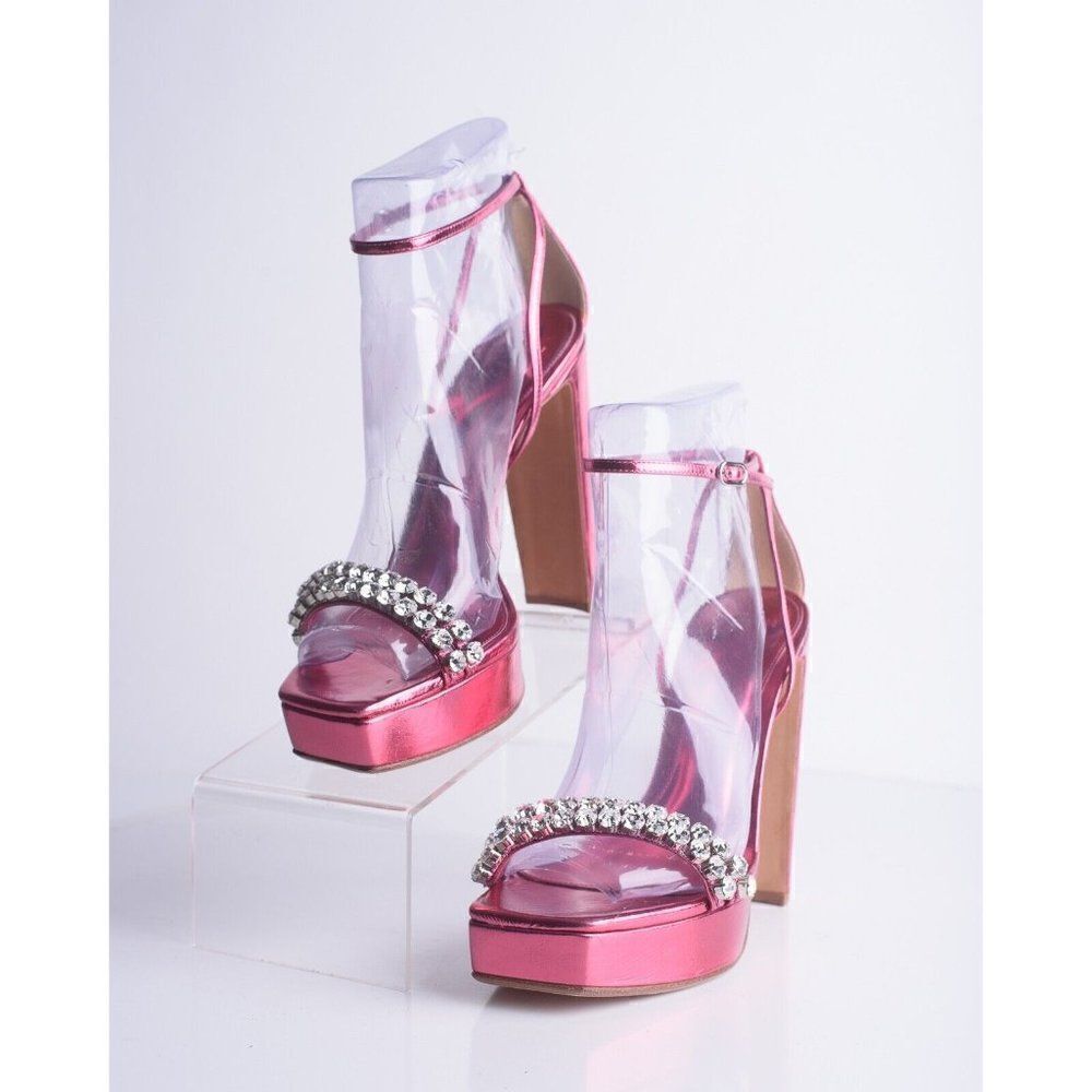 Alexandre Birman Womens Lenny Pink Crystal Platform Pumps Heels Sandal US 7.5